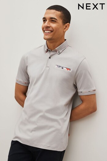 Grey Smart Collar stretch Polo Shirt (412636) | £30