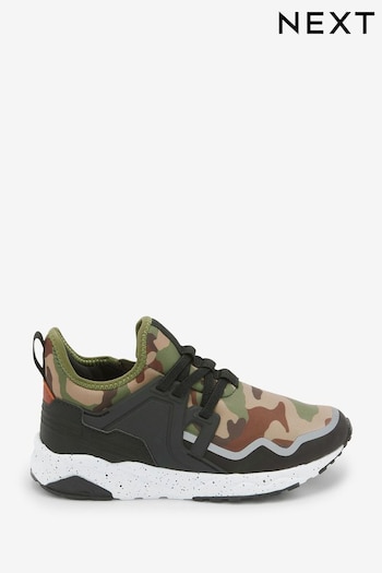 Green Camo Elastic Lace Trainers (413115) | £25 - £33