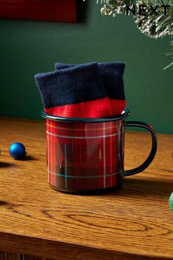 Red Tartan Mug with Socks Gift Set (413289) | £12