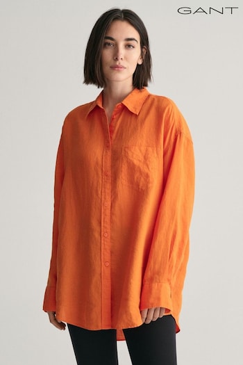 GANT Oversized Orange 100% Linen Shirt (413368) | £135