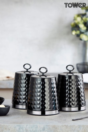 Tower Black Solitaire Set of 3 Canisters (413388) | £35