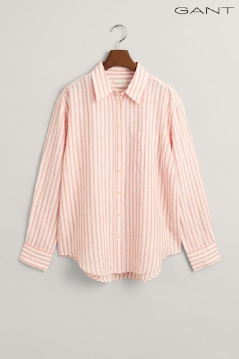 GANT Blue Relaxed Fit Striped 100% Linen Shirt (413444) | £125