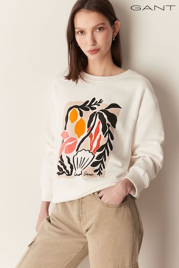 GANT Cream Palm Print Relaxed Fit Sweatshirt (413631) | £120