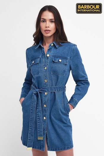 Barbour® International Blue Mid Wash Rouse Denim Dress (413785) | £115