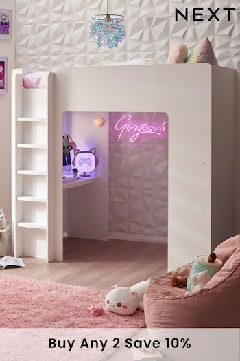 White Kids Gaming High Sleeper Cabin Bed Frame (413945) | £750