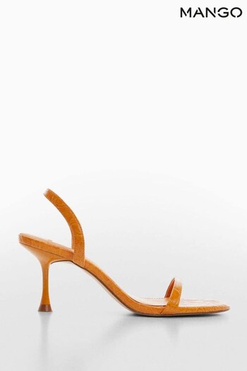 Mango Yellow Heel Croc-Effect Sandals (414098) | £36
