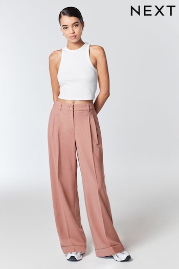 Pink Warm Handle Textured Wide Leg Trousers (414160) | £52