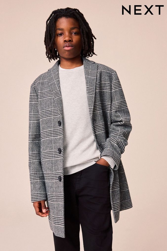 Boys check coat deals