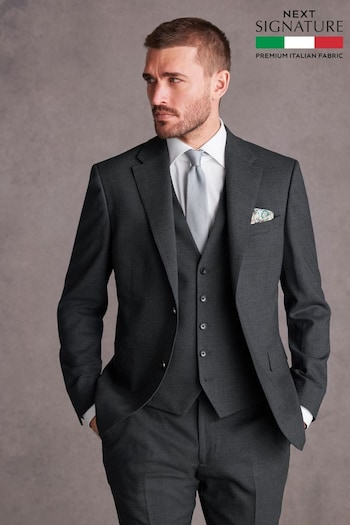 Charcoal Grey Slim Fit Signature Tollegno Suit (414322) | £149
