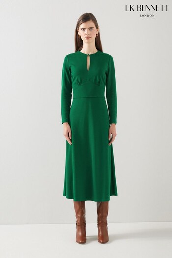 LK Bennett Green Sera Lenzing™ Ecovero™ Viscose Blend Dress (414465) | £229