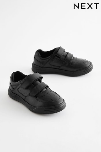 Black Leather Touch Fastening School Shoes (414499) | £30 - £37