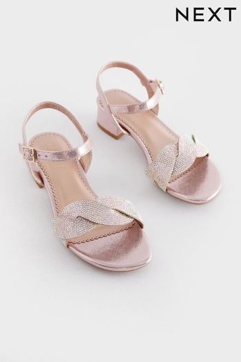 Rose Gold Sparkle Heeled Grain Sandals (414562) | £21 - £28