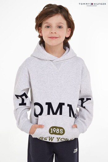 Tommy Navy Hilfiger Kids Grey Logo Hoodie (414843) | £65 - £75