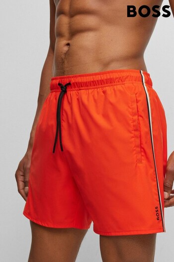 BOSS Orange Recycled Material Swim Shorts with Logo and Signature Stripe (414898) | £49