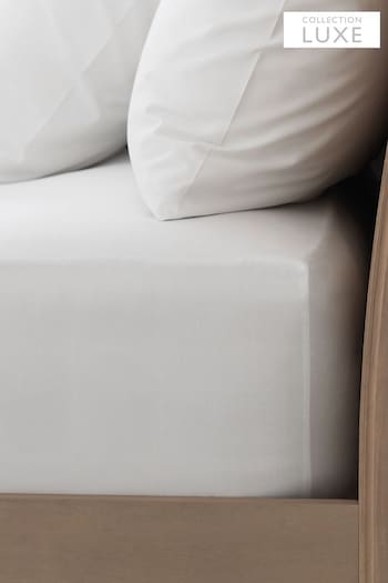 White Deep Fitted Collection Luxe 200 Thread Count 100% Egyptian Cotton Percale Sheet (415045) | £20 - £30
