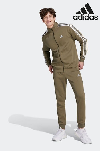 adidas Green Basic 3-Stripes Fleece Tracksuit (415247) | £70