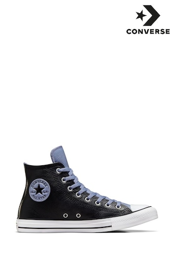 Converse Nike Black/Grey Chuck Taylor All Star High Top Leather Trainers (415471) | £75