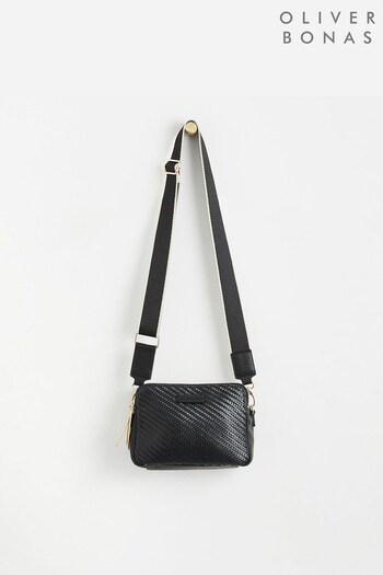 Oliver Bonas Isla Black Weave Cross-Body Bag (415794) | £52