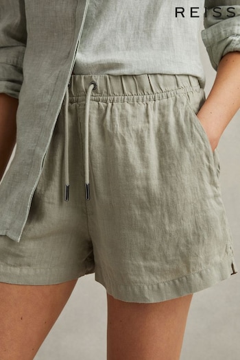 Reiss Sage Cleo Linen Garment Dyed Drawstring Shorts (415871) | £78