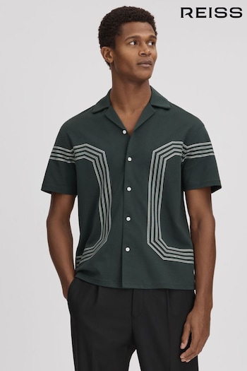 Reiss Emerald Arlington Mercerised Cotton Embroidered Shirt (415903) | £88