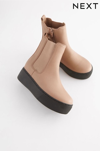 Nude Pink Chunky Chelsea Boots 008-P (416042) | £35 - £42