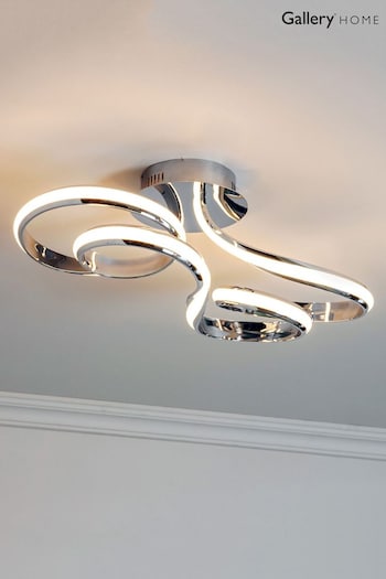 Gallery Home Silver Niamh Flush Ceiling Light (416103) | £242