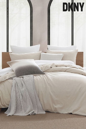 DKNY Cream Pure Washed Linen Duvet Cover and Pillowcase Set (416163) | £120 - £140