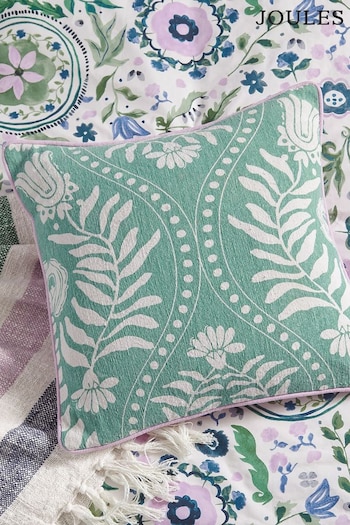Joules Green Trellis Flowers Cushion (416221) | £40
