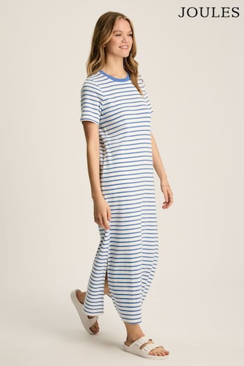 Joules Cleo Blue/White Striped Midi Dress (416330) | £49.95