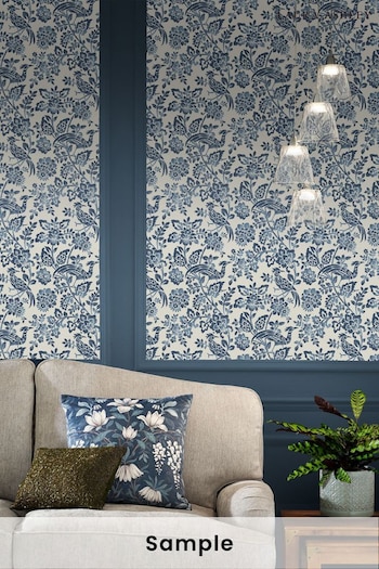 Laura Ashley Dark Seaspray Blue Adain Palace Wallpaper (416349) | £1