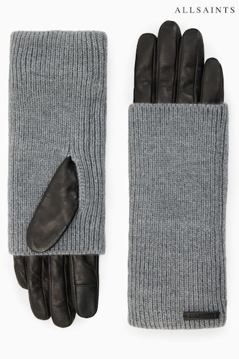 AllSaints Grey Zoya Cuff Gloves (4164W8) | £75