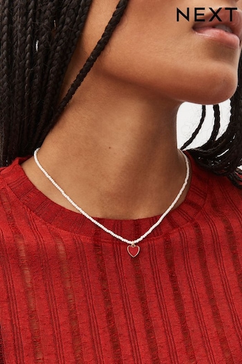 Red Heart Pearl Short Necklace (416550) | £10.50