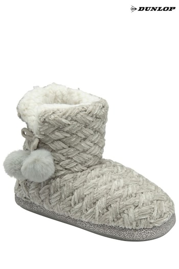 Dunlop Grey Ladies Knitted Bootee Slippers (416915) | £22
