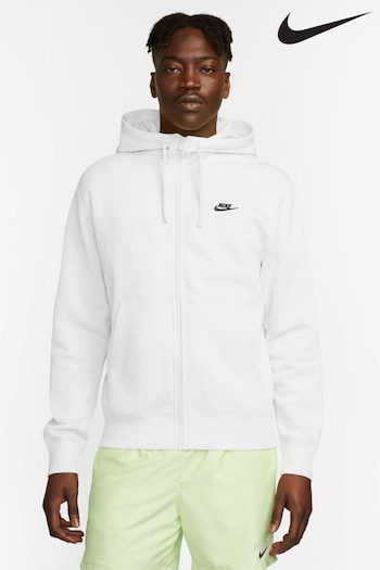 Nike Sportswear White Club Zip Through Hoodie (416929) | £70
