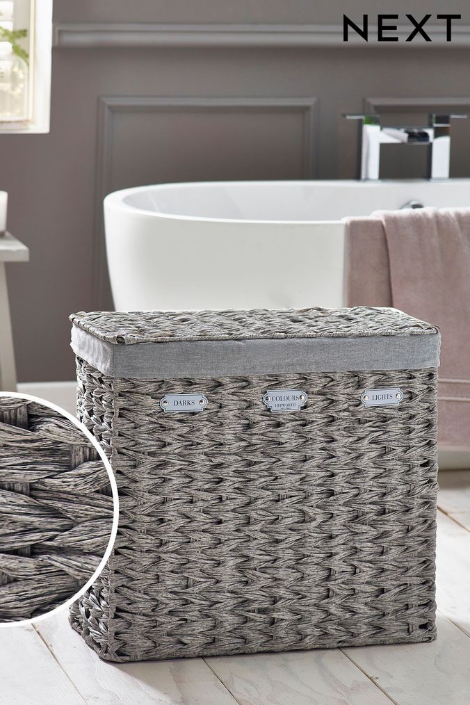 White wooden on sale washing basket