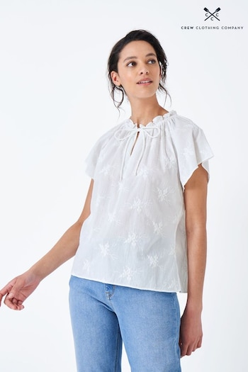 Crew Clothing Company Cotton Relaxed White Blouse (416985) | £49