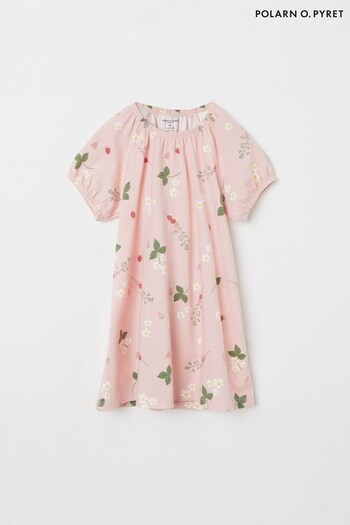 Polarn O. Pyret Pink Organic Cotton Strawberry Print Dress (417072) | £8