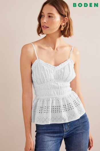 Boden White Ruched Detail Cami Top (417162) | £80