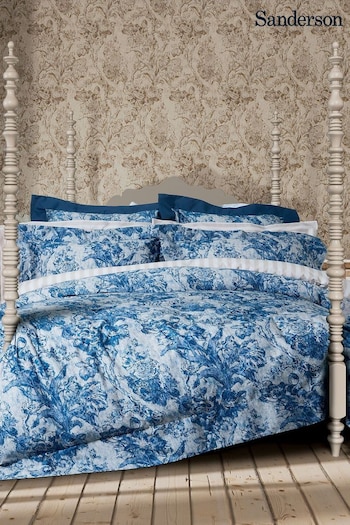 Sanderson Blue Fringed Tulip Toile Duvet Cover and Pillowcase Set (417187) | £135 - £165