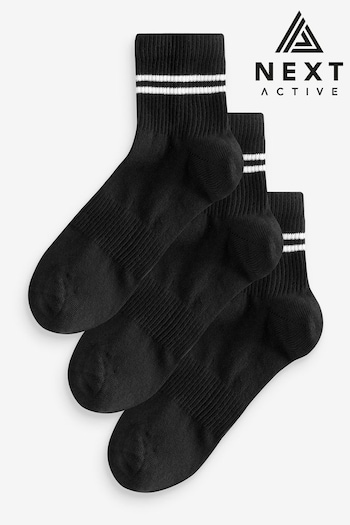 Black Sport Cropped Ankle Socks 3 Pack (417421) | £10