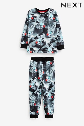 Monochrome Reindeer Christmas Pyjamas (3-16yrs) (417676) | £14 - £19