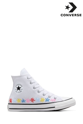 Converse White Embroidered Chuck Taylor All Star Youth Trainers (418244) | £45