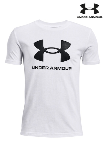 Under Armour White Boys Natur-Logotyle Logo Youth T-Shirt (418313) | £18