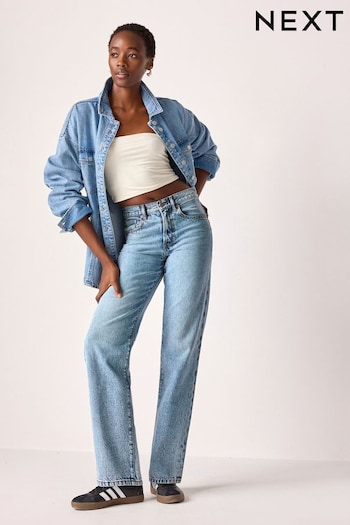 Mid Blue 100% Cotton Rigid Straight Leg Jeans (418383) | £34