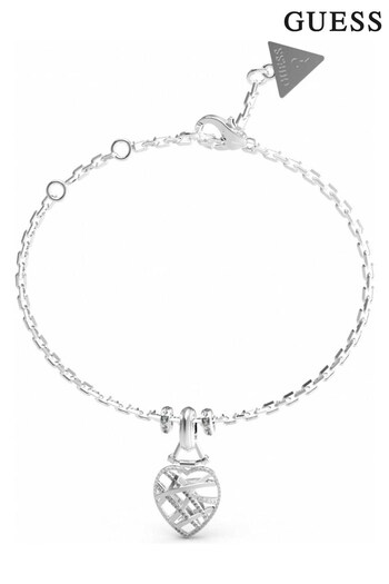 Guess Jewellery Ladies Heart Cage Silver Tone Bracelet (418442) | £59