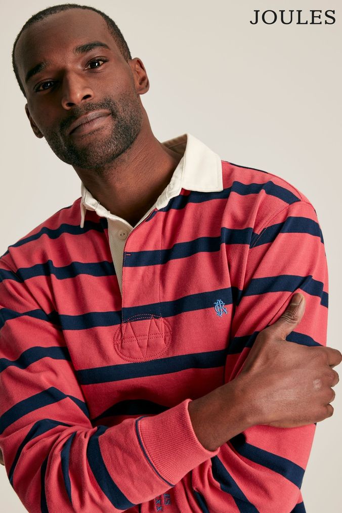 Mens red rugby best sale shirt with white collar
