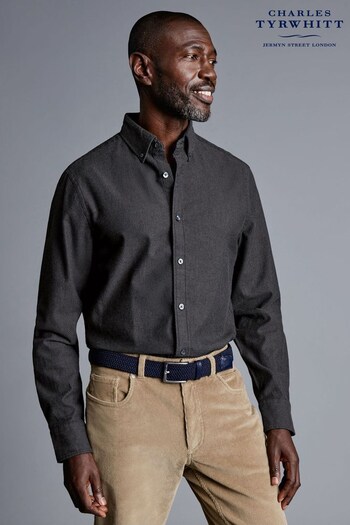 Charles Tyrwhitt Grey Dobby Flannel Classic Fit Shirt (418985) | £65