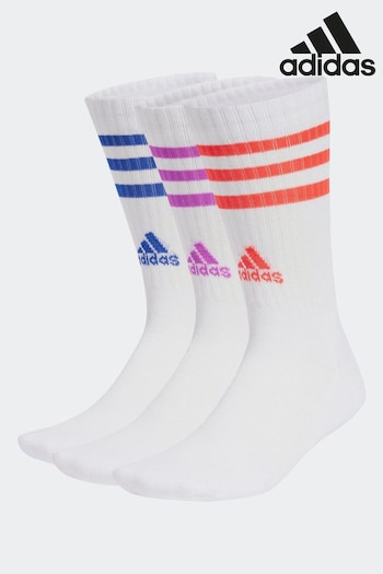 adidas calabasas White 3-Stripe Crew Length Socks 3 Pack (419049) | £13
