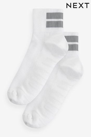 White Running Gripper Ankle Socks 2 Pack with Reflective Strip (419206) | £12