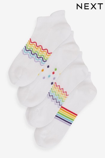 White/Rainbow Trainer Socks 4 Pack (419279) | £10
